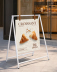 Retail Metal A-Frame with Hanging Strap & Custom Print Corflute Board, Outdoor Sidewalk Direction, Property, Cafe, Business Advertising Sign