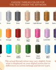 Thread color chart with various spools of thread labeled from white to blue on a white background_Xmas_Napkin