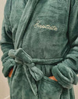 Personalised Embroidery Plush Bathrobe, Custom Name Embroidered Luxury Men Women Dressing Gown, Logo Spa Robe, Housewarming Anniversary Gift