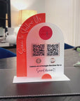 Personalised 3D Raised Acrylic Arch Scan QR Code Social Business Sign & Card Holder, Custom Spa Beauty, Cafe, Reception Logo Display Signage
