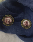 Personalised Round Photo Memorial Groom Lapel Pin/ Bridal Bouquet Charm