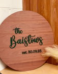 Custom Round Circle 3D Raised Name Timber Wedding Alternative Guest Book Welcome Sign, Personalised Rustic/ Vintage/  Boho, Country Hippie style Wooden Names, Ceremony/ Event/ Engagement/ Bridal Shower/ Birthday Signage on Easel