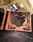 Custom Wooden Laser Cut Cover & Engraved Acrylic Wedding Guest Book, Personalised Traditional Pattern Guestbook Keepsake, Rustic Party Decor