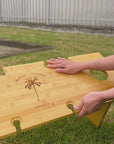 Personalised Portable Foldable Bamboo 8 People Picnic Table & Wine Glasses, Custom Outdoor Picnic, Wedding, Anniversary, Housewarming Gift
