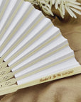 Personalised Bamboo Destination/ Garden/ Beach Wedding Fan, Engraved Wooden Foldable Paper Hand Fans, Custom Logo Corporate Gift, Party Festival Dance