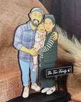 Personalised 3D Wooden Cartoon Family Figurine Display, Custom Print Photo Portrait Caricature Home Decor, Birthday, Anniversary, Xmas Gift