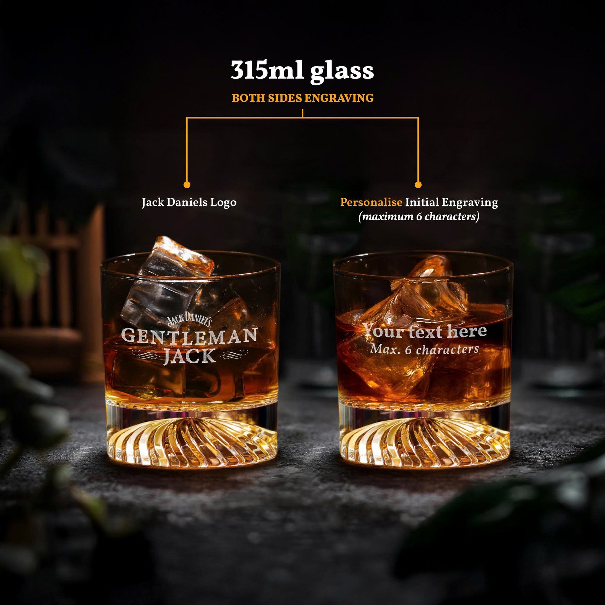 Personalised Initials Engraving Whiskey Glass with printed box