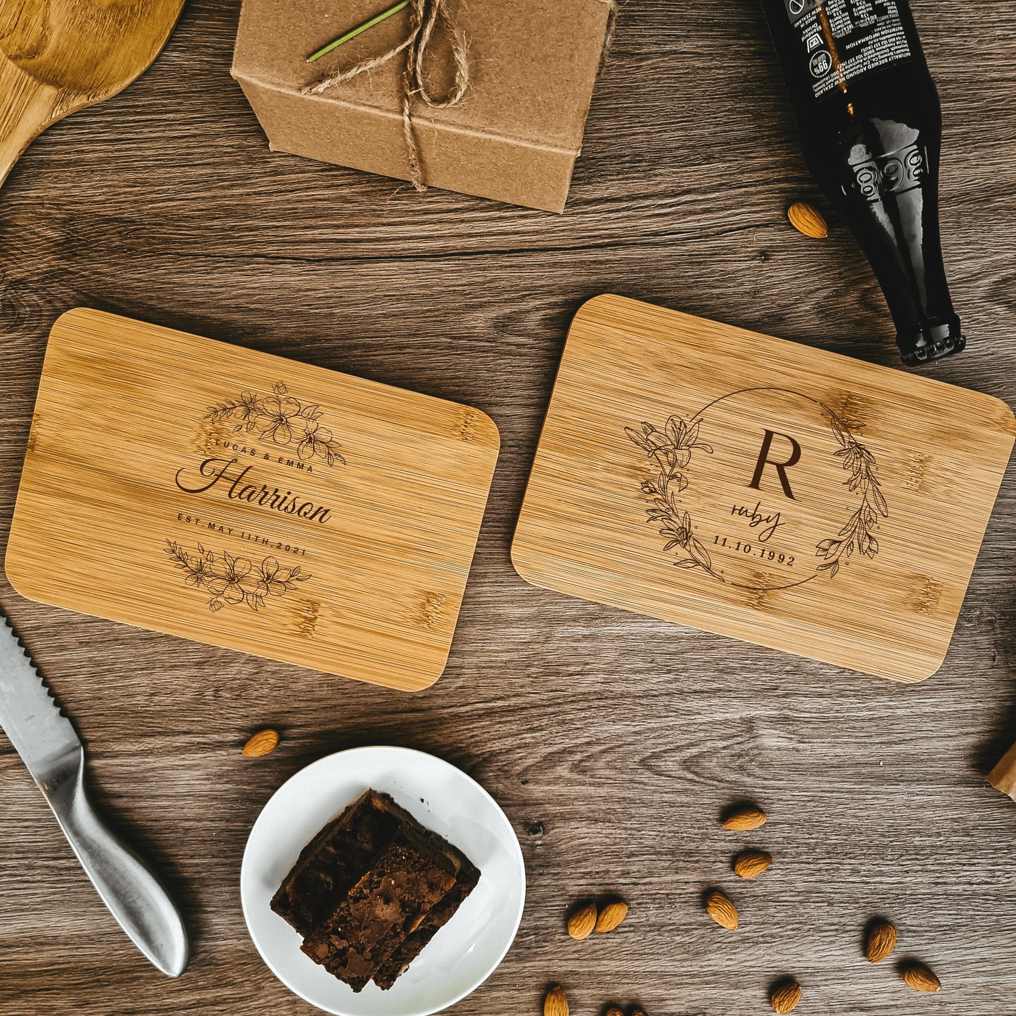 Personalised Bamboo Wooden Cheese Board, Cake, Charcuterie, Sandwich Serving Tray, Custom Engraved Mothers Day Gift for Mom, Nanny, Grandma