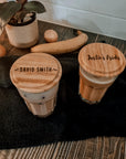 Personalised Round Bamboo Coaster/ Lid, Custom Engraved Logo Business Corporate Wooden Lid, Wedding/ Anniversary / Housewarming/ Birthday Gift