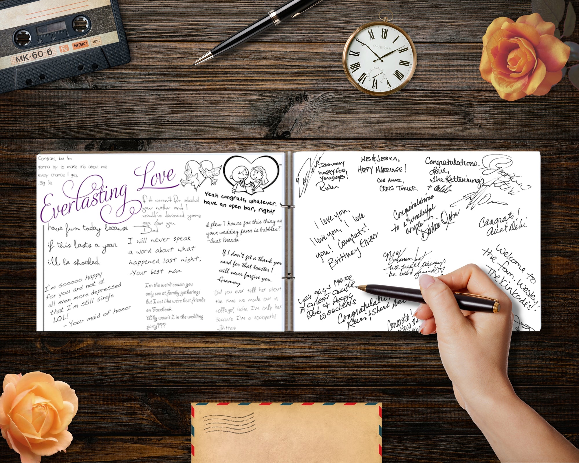 Custom Engraved Wooden Guest Book, Personalised Plywood Alternative/ Traditional Guestbook Keepsake,  Rustic/ Vintage/ Destination Wedding Decor