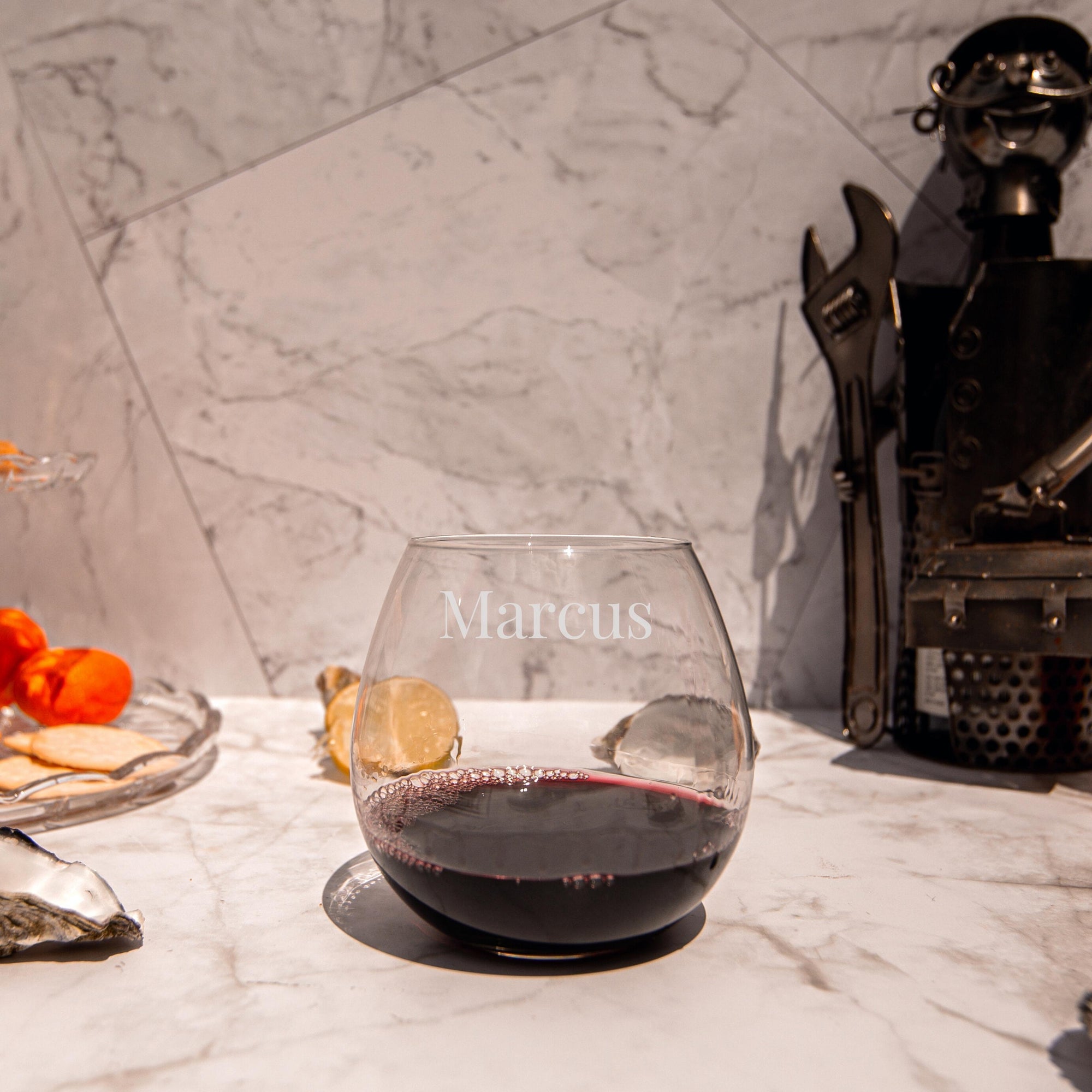 Personalised 720ml Stemless Wine Tumbler Glass, Laser Custom Engraved Champagne, Corporate/ Birthday, Housewarming Gift, Wedding Bridesmaid Favour