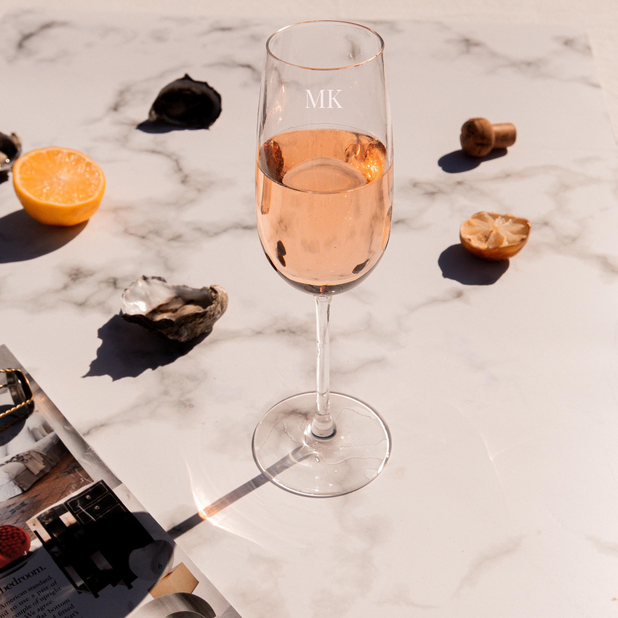 Personalised 220ml Champagne Glasses, Custom Engraved Monogram Wine Glass, Corporate/ Housewarming Gift, Wedding Favour, Bridesmaid Shower