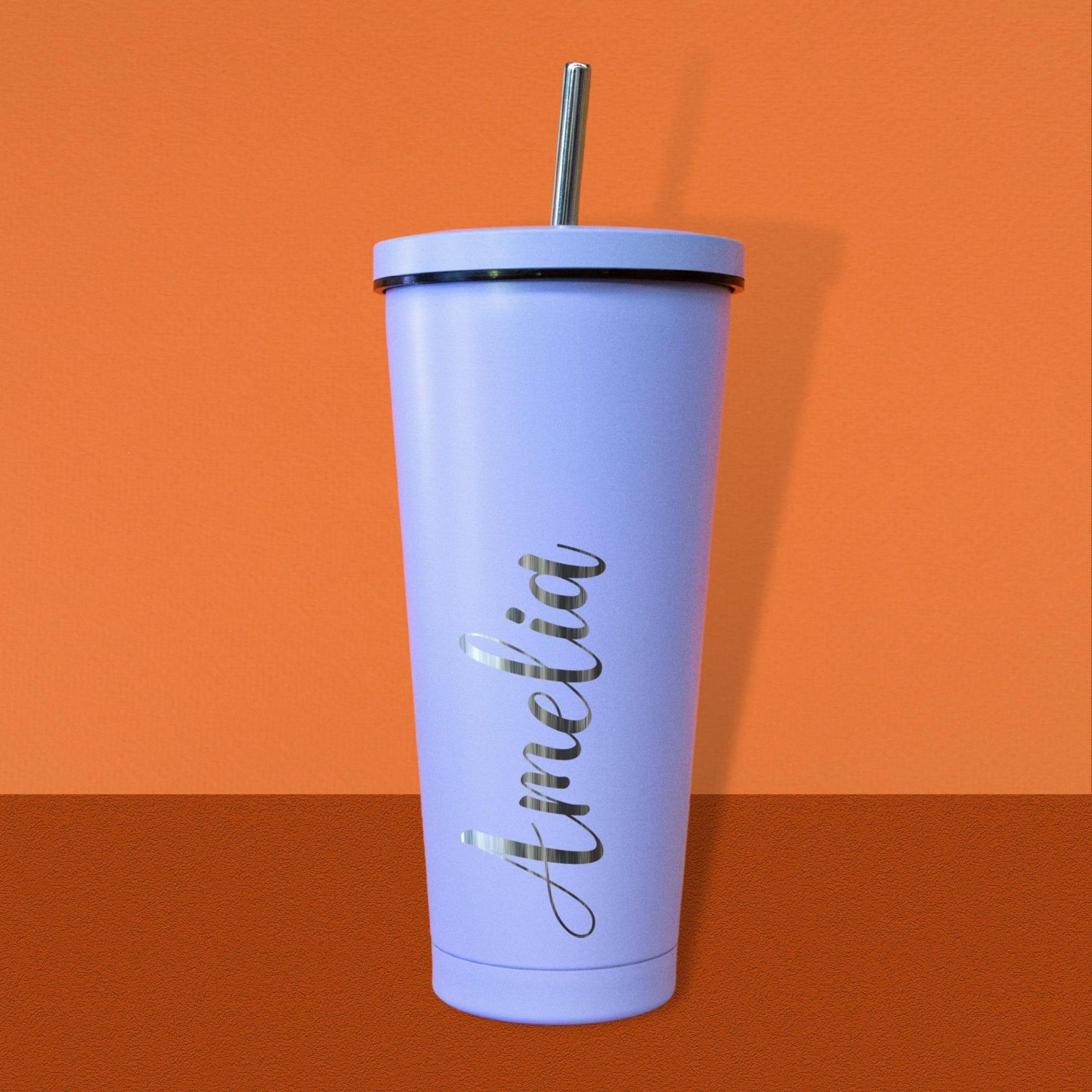 Personalised Engraved Stainless Steel Insulated Tumbler & Straw Set, Laser Engraved Custom Logo Travel Thermal Drink Bottle, Eco Friendly Reusable Coffee Cup, Corporate Birthday Gift, Insulation Portable Vacuum Flasks & Thermoses