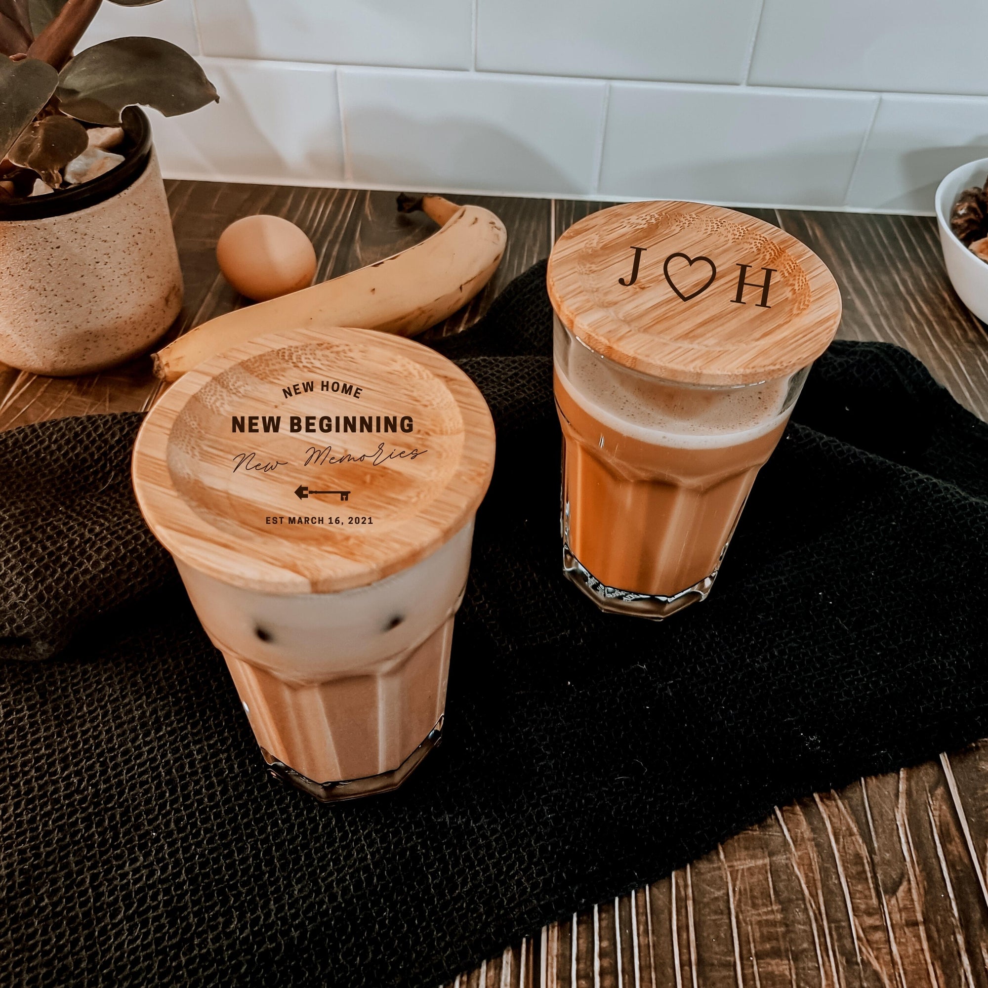 Personalised Round Bamboo Coaster/ Lid, Custom Engraved Logo Business Corporate Wooden Lid, Wedding/ Anniversary / Housewarming/ Birthday Gift