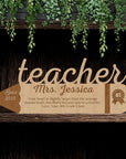 Personalised Number One Teacher Pencil Sign, Trophy Wooden Keepsake, Customised Gifts for