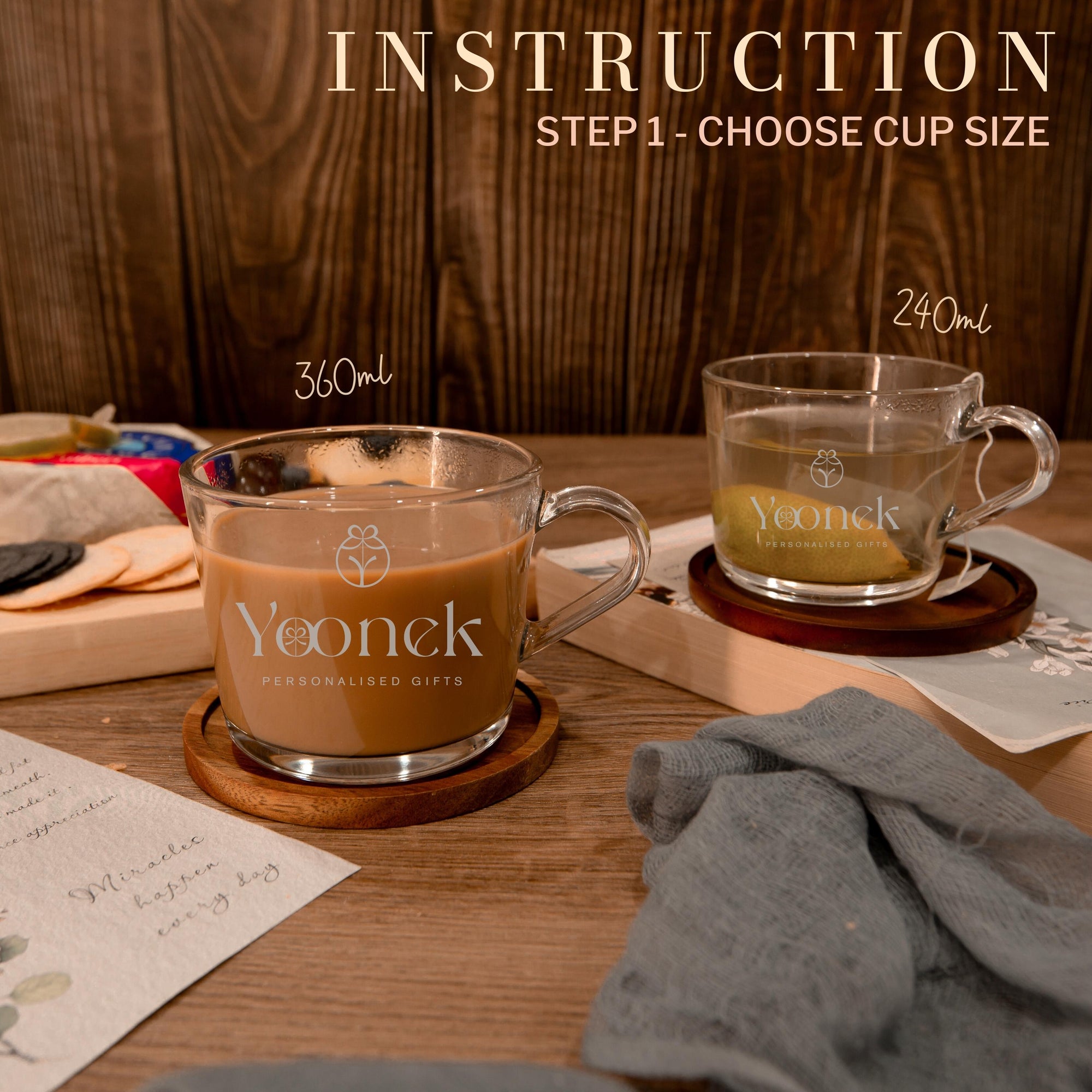 Personalised Glass Coffee Mug/ Tea Cup, Custom Logo/ Monogram Laser Engraved Corporate, Birthday/ Teacher/ Housewarming Present /Office Gift