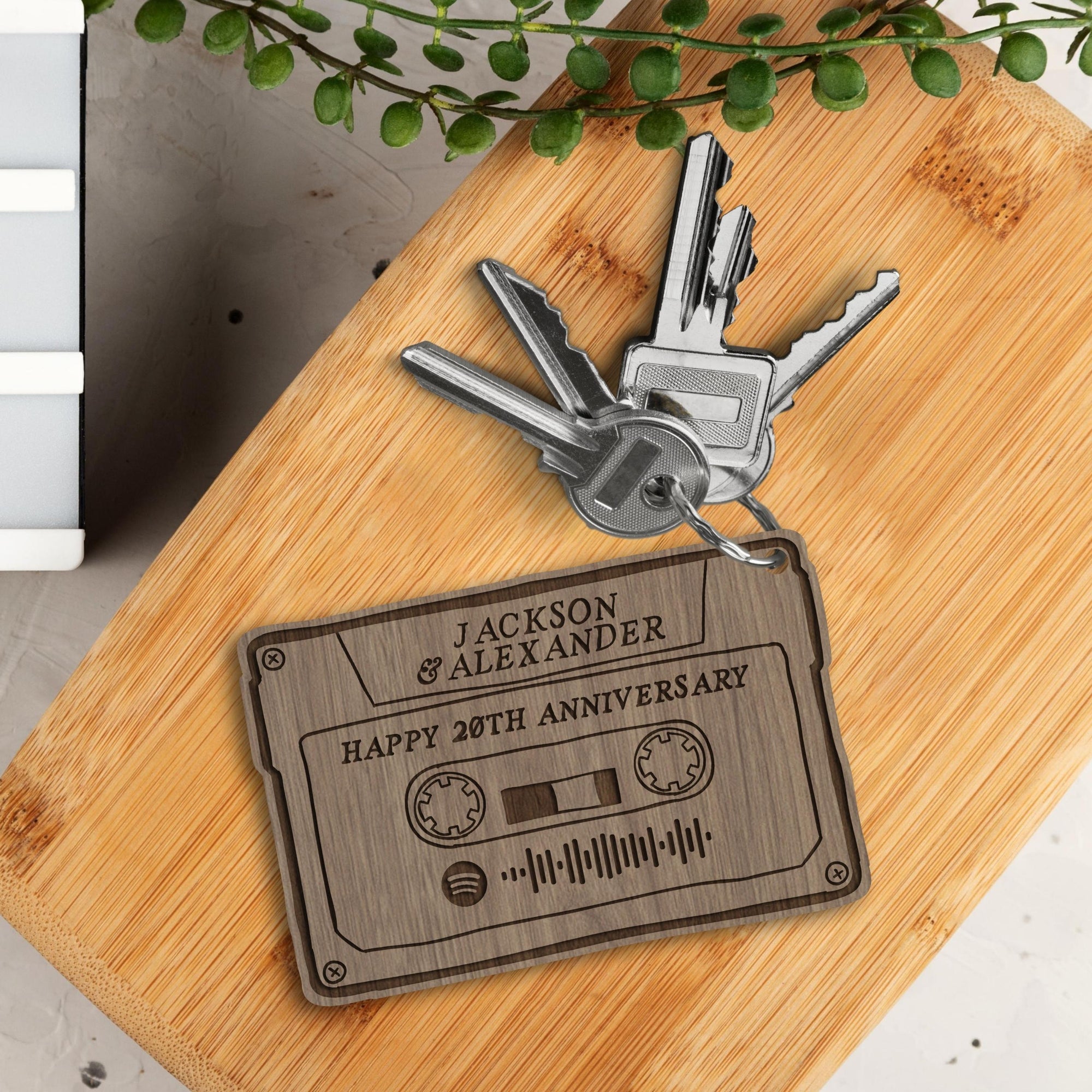 Personalised Cassette Spotify Code Song Scan Wooden Keychain, Engraved Custom Scannable Music Mixtape Fridge Magnet, Retro Vintage Key Ring Plaque, Bag Name Tags, Drive Safe Keyrings Gift For Him, Dad/ Corporate, Wedding Favours