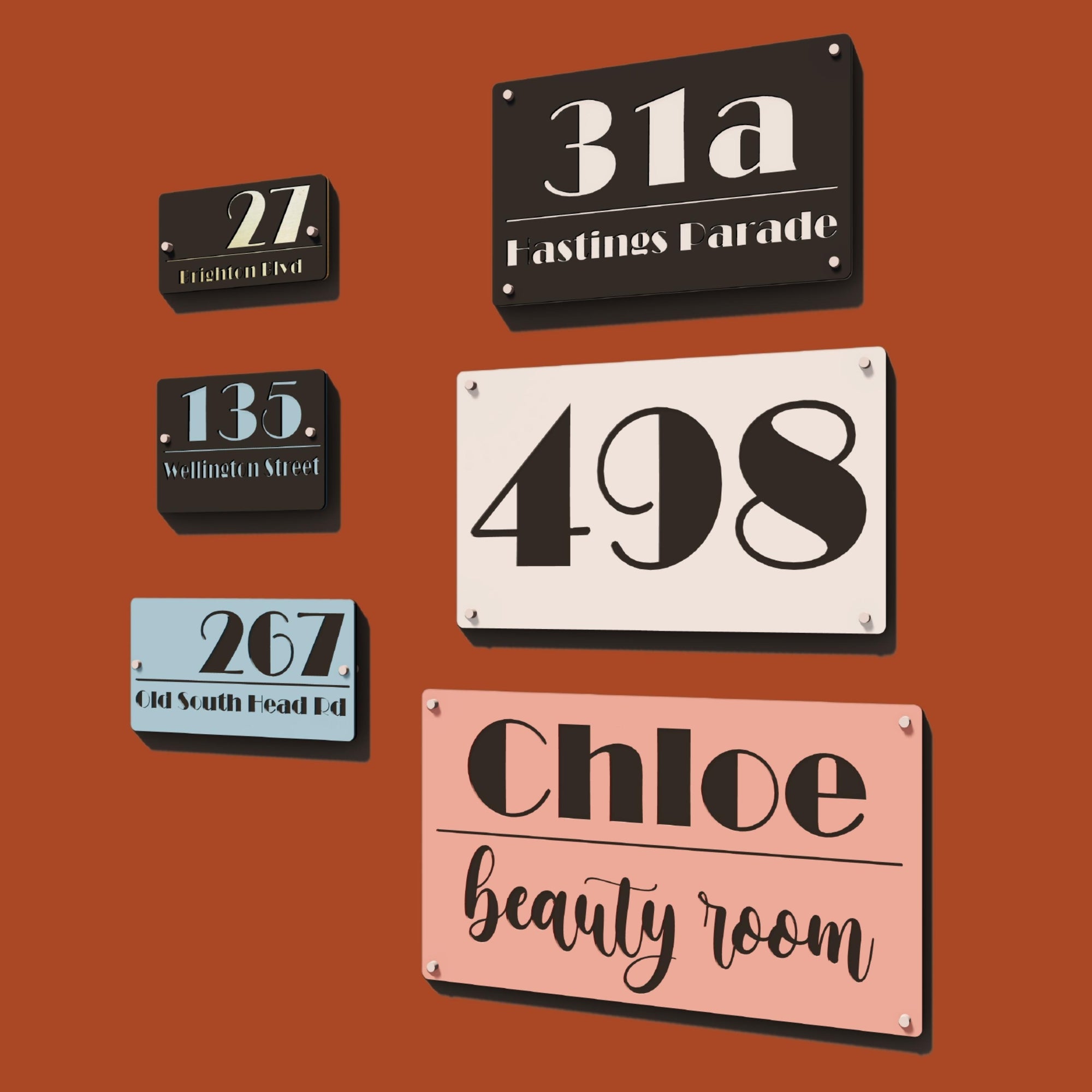 Personalised Floating House Number Mirror Acrylic Sign, Custom Laser Cut Modern Business/ Hotel Room/ Mailbox/ Apartment Door Signage Address Plate