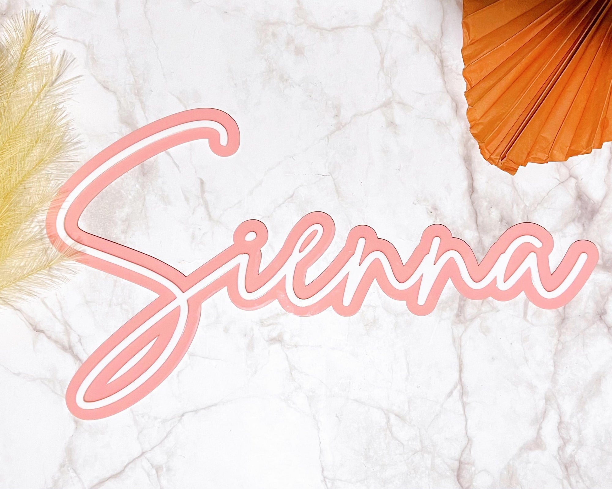 Custom Made Acrylic Mirror 3D Double Layer Script Name Sign, Personalised Wooden Nursery Name Plaque, Party/ Baby Shower/ Christian/ Baptism Birthday Signage