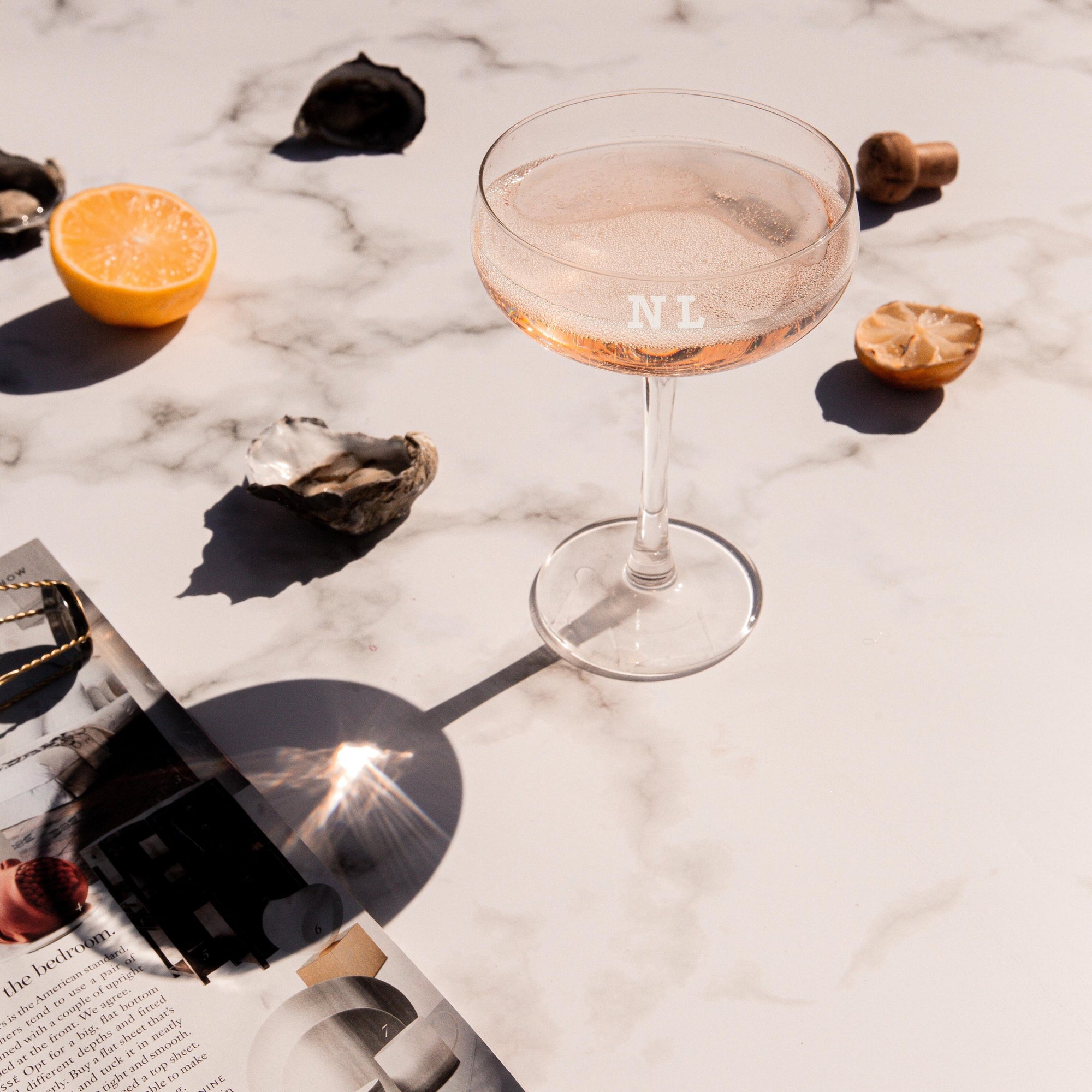 Personalised 300ml Champagne Couple Glasses, Initial Engraved Cocktail Wine Glass, Corporate Housewarming, Wedding Bridesmaid Groomsmen Gift