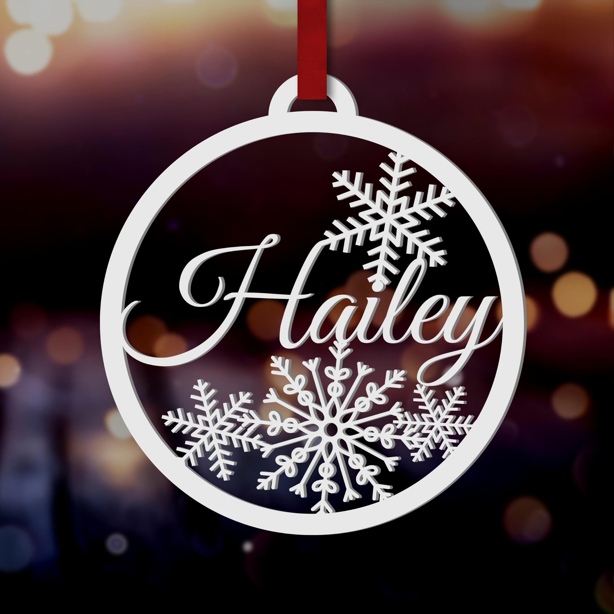 Personalised Custom Name Christmas Snowy Baubles, Wooden/ Acrylic Hanging Tree Merry Xmas, New Year Ornament, Decoration Housewarming Gift