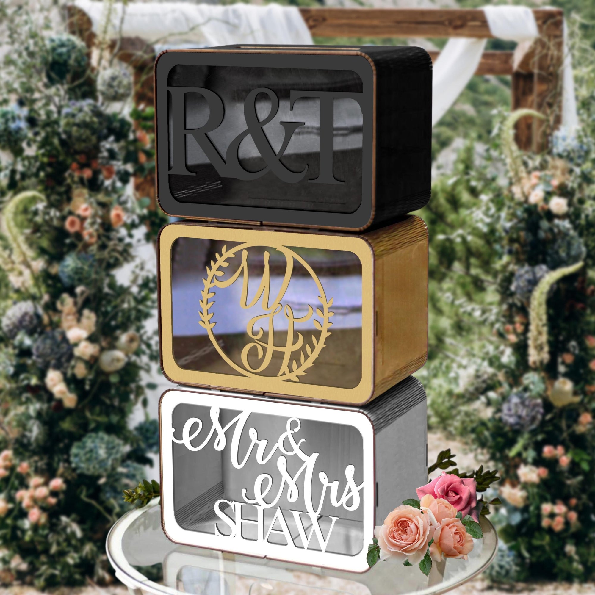 Custom Made Laser Cut Plywood Wishing Well Box, Personalised Name & Date Money, Envelope, Card Boxes, Rustic Wedding Memory Keepsake Gift