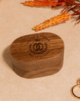 Personalised Wooden Engagement Proposal Ring Bearer Box, Custom Engraved Wedding Double Slot Solid Walnut Oval Ring Holder Storage, Rustic Vintage Anniversary Gift