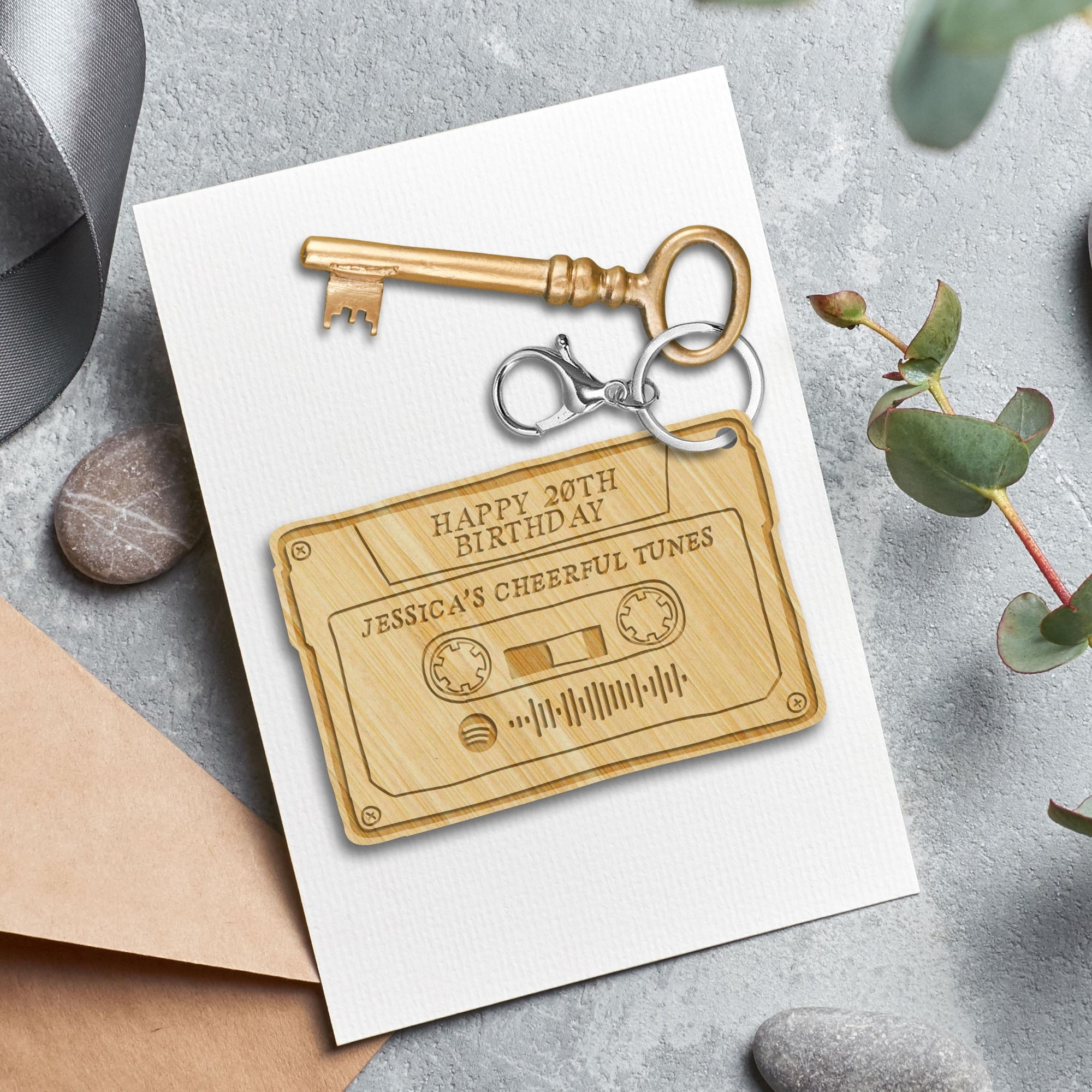 Personalised Cassette Spotify Code Song Scan Wooden Keychain, Engraved Custom Scannable Music Mixtape Fridge Magnet, Retro Vintage Key Ring Plaque, Bag Name Tags, Drive Safe Keyrings Gift For Him, Dad/ Corporate, Wedding Favours