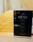 Custom Engraved Acrylic Wedding Table Bar Menu & Number Set, Personalised Banqueting Tables Plaque, Luxury Wedding Decor Ceremony/ Elegant Event / Engagement/ Bridal Shower/ Birthday Signs