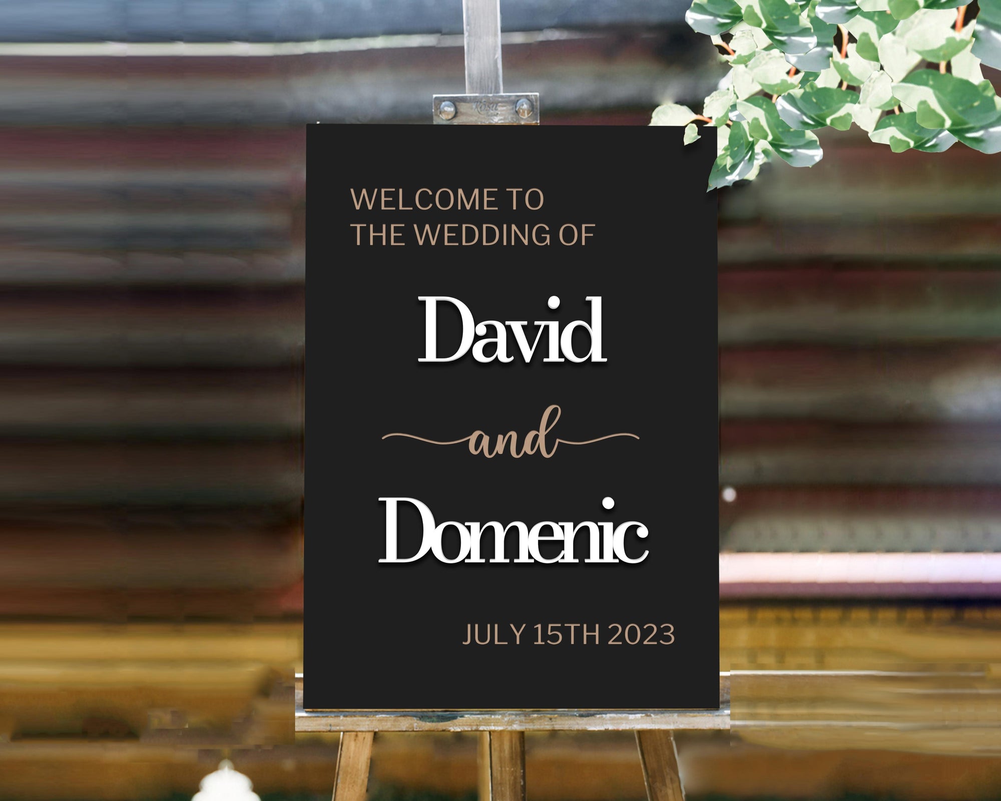 Personalised Raised 3D Letter MDF Wooden Welcome Wedding/ Event Signage - Vertical