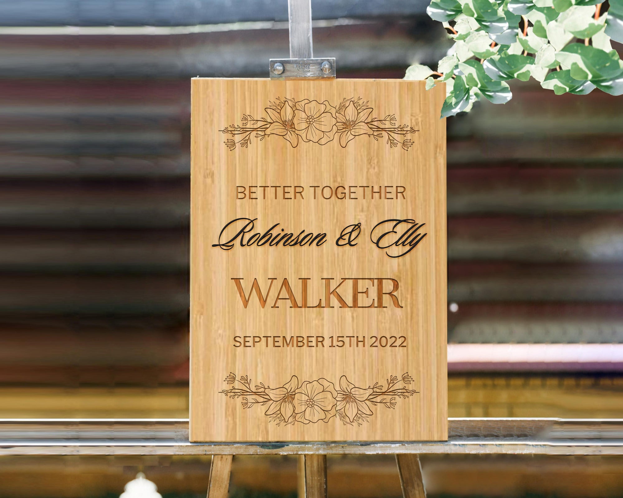 Custom 3D Raised Name Timber Wedding Welcome Sign, Personalised Rustic/ Vintage/  Boho, Country Hippie style Wooden Names, Ceremony/ Event/ Engagement/ Bridal Shower/ Birthday Signage on Easel