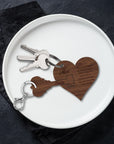 Personalised Couple 2pcs Heart Lock Wooden Keychain, Custom Valentine's Key Ring, Engraved Drive Safe Name Tags, Anniversary Wedding Favours