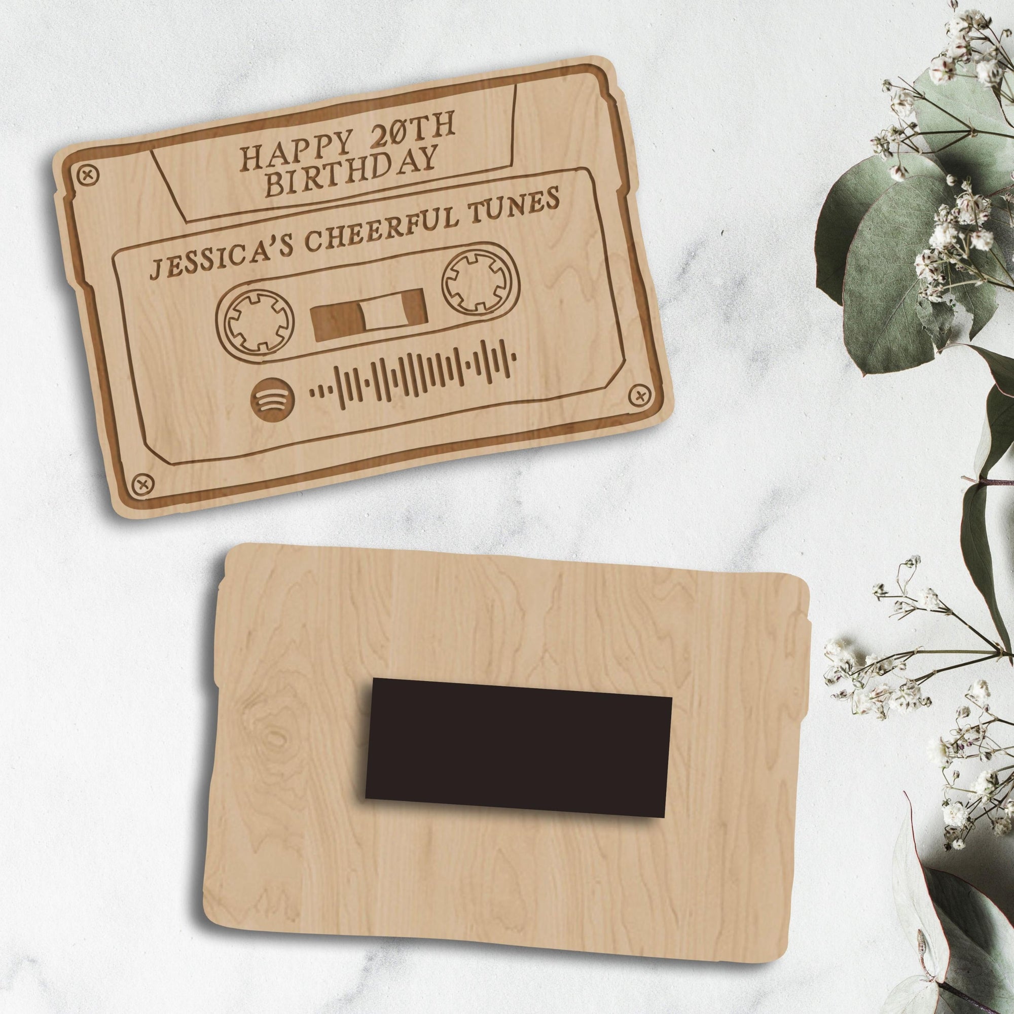 Personalised Cassette Spotify Code Song Scan Wooden Keychain, Engraved Custom Scannable Music Mixtape Fridge Magnet, Retro Vintage Key Ring Plaque, Bag Name Tags, Drive Safe Keyrings Gift For Him, Dad/ Corporate, Wedding Favours