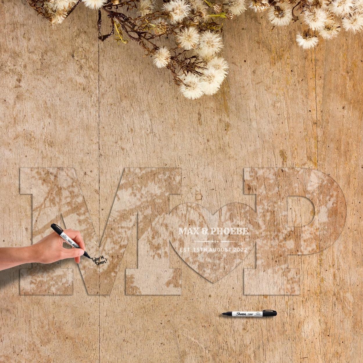 Custom Engraved Clear/ Frosted Acrylic Letter, Guest Book Alternative, Personalised Acrylic Initials Heart Couple, Rustic/ Vintage/ Modern/ Classic Wedding Decor, Engagement/ Birthday Signage on Easel,  Laser Cut GuestBook