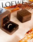 Personalised Wooden Engagement Proposal Ring Bearer Box, Custom Engraved Wedding Double Slot Solid Walnut Oval Ring Holder Storage, Rustic Vintage Anniversary Gift