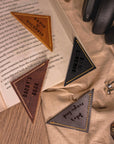 Personalised Cowhide Leather Triangle Heart Bookmark/ Monogram Custom Laser Engraved/ Gift for Him & Her/ Father/ Birthday/ Mum/ Book Lovers