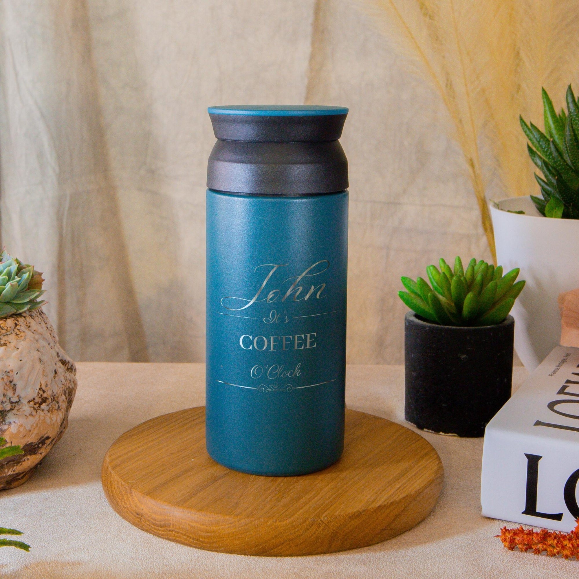 Personalised Engraved Stainless Steel Coffee Cup Tumbler 350ml, Custom Insulated Wine Sipper Matte Finish Travel Thermal Mug, Insulation Portable Vacuum Flasks & Thermoses