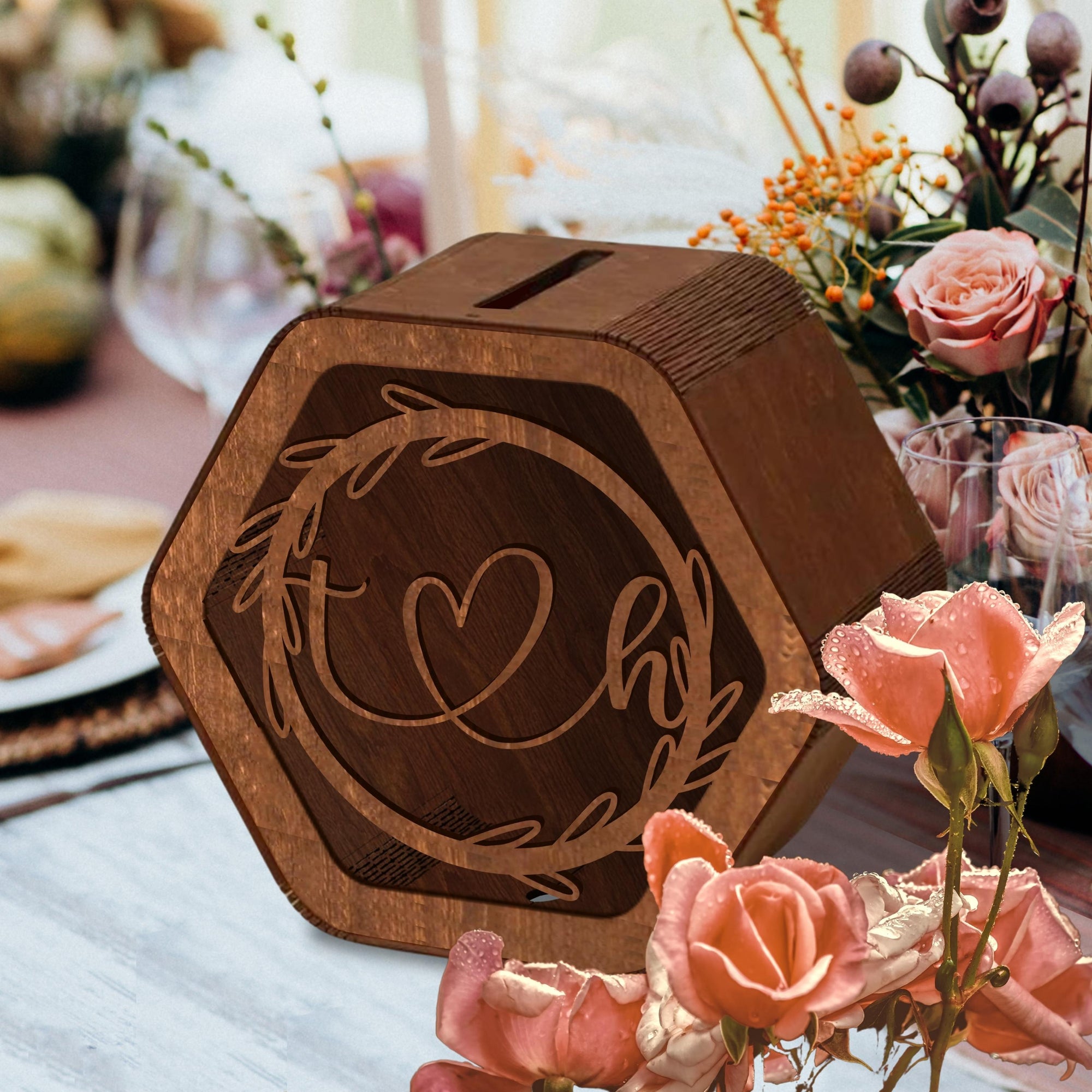 Custom Made Laser Cut Plywood Wishing Well Box, Personalised Name & Date Money, Envelope, Card Boxes, Rustic Wedding Memory Keepsake Gift
