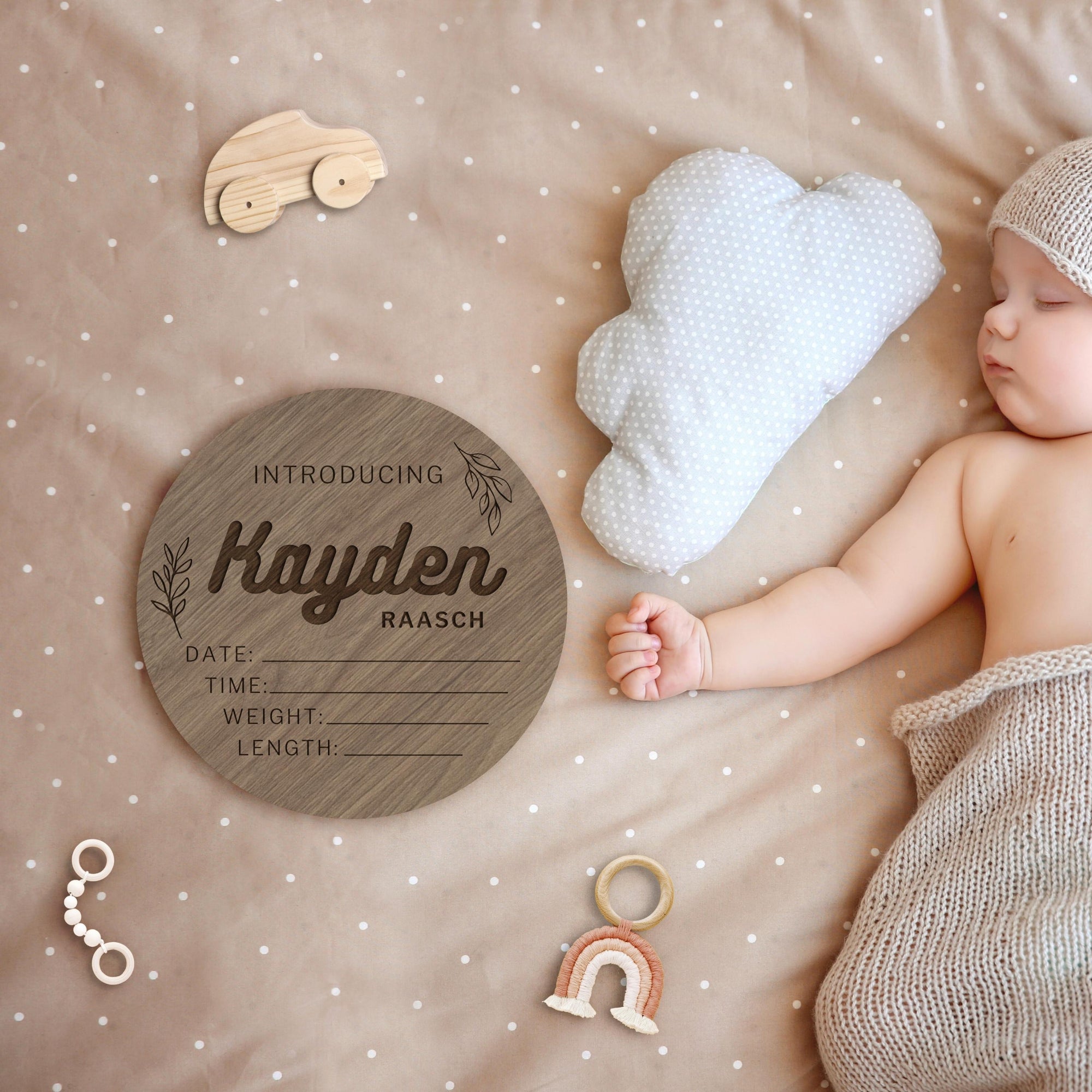 Personalised Wooden Birth Detail Announcement Plaque, Nursery Decoration, Hello World/ Introducing New Baby Name Arrival Sign, Newborn Gift