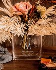 Personalised Large Rectangle Clear Glass Vase, Custom Engraved Memorial Wedding Gift for Bridesmaid, Mother of Bride/ Groom, Housewarming, Anniversary