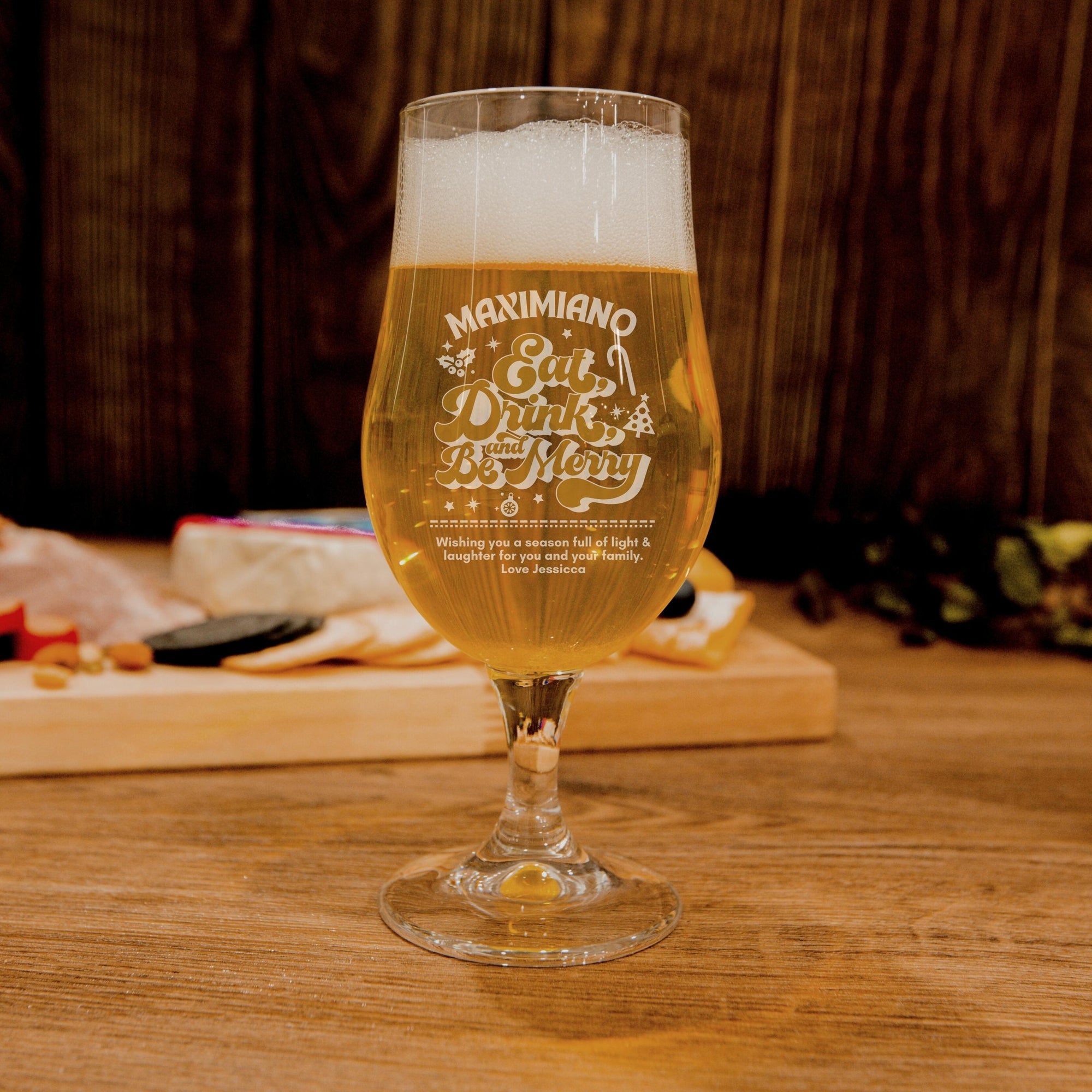 Christmas Personalised Set of 4 Beer - Portugal Glasses, Custom Engraved  Pilsner Tank Mug, Corporate/ Father/ Housewarming Gift, Xmas, New Year Favour Present