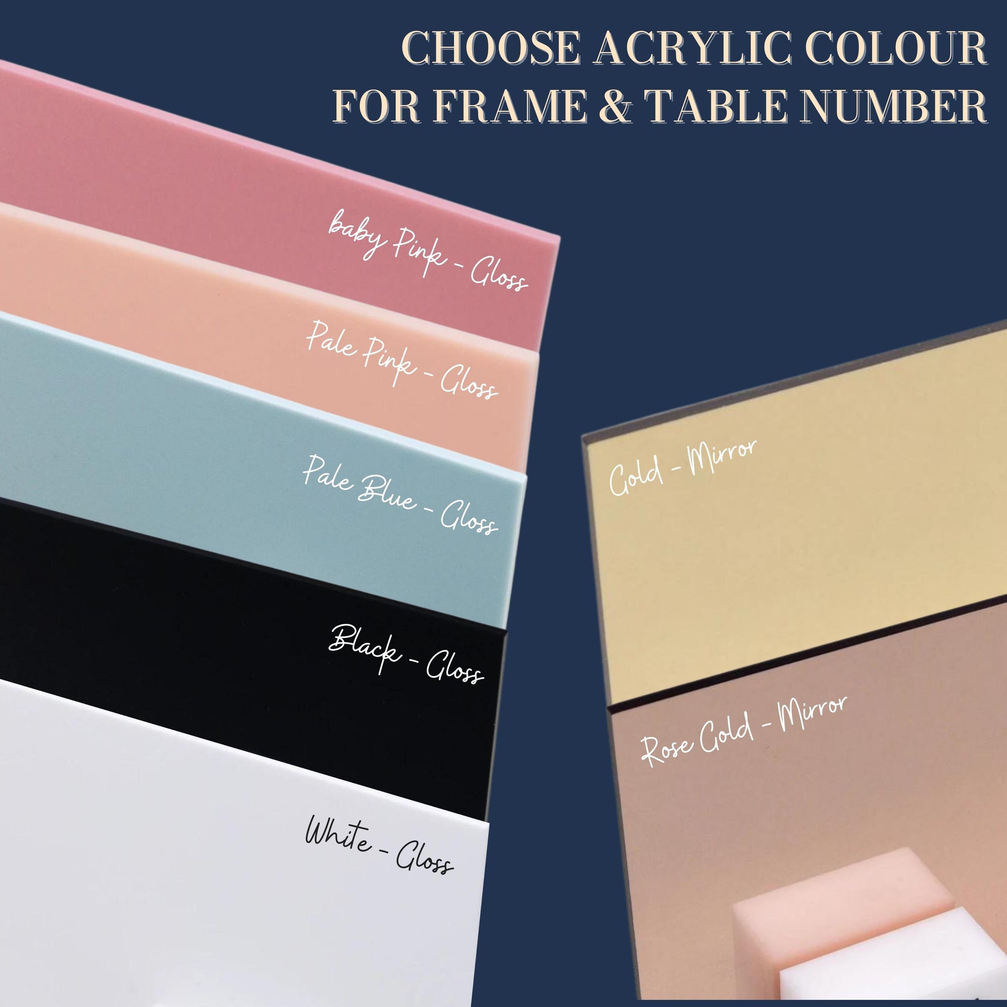 Personalised Engraving & 3D Raised Acrylic Square Wedding Table Number