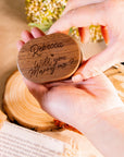 Personalised Wooden Engagement Proposal Ring Bearer Box, Custom Engraved Wedding Double Slot Solid Walnut Oval Ring Holder Storage, Rustic Vintage Anniversary Gift