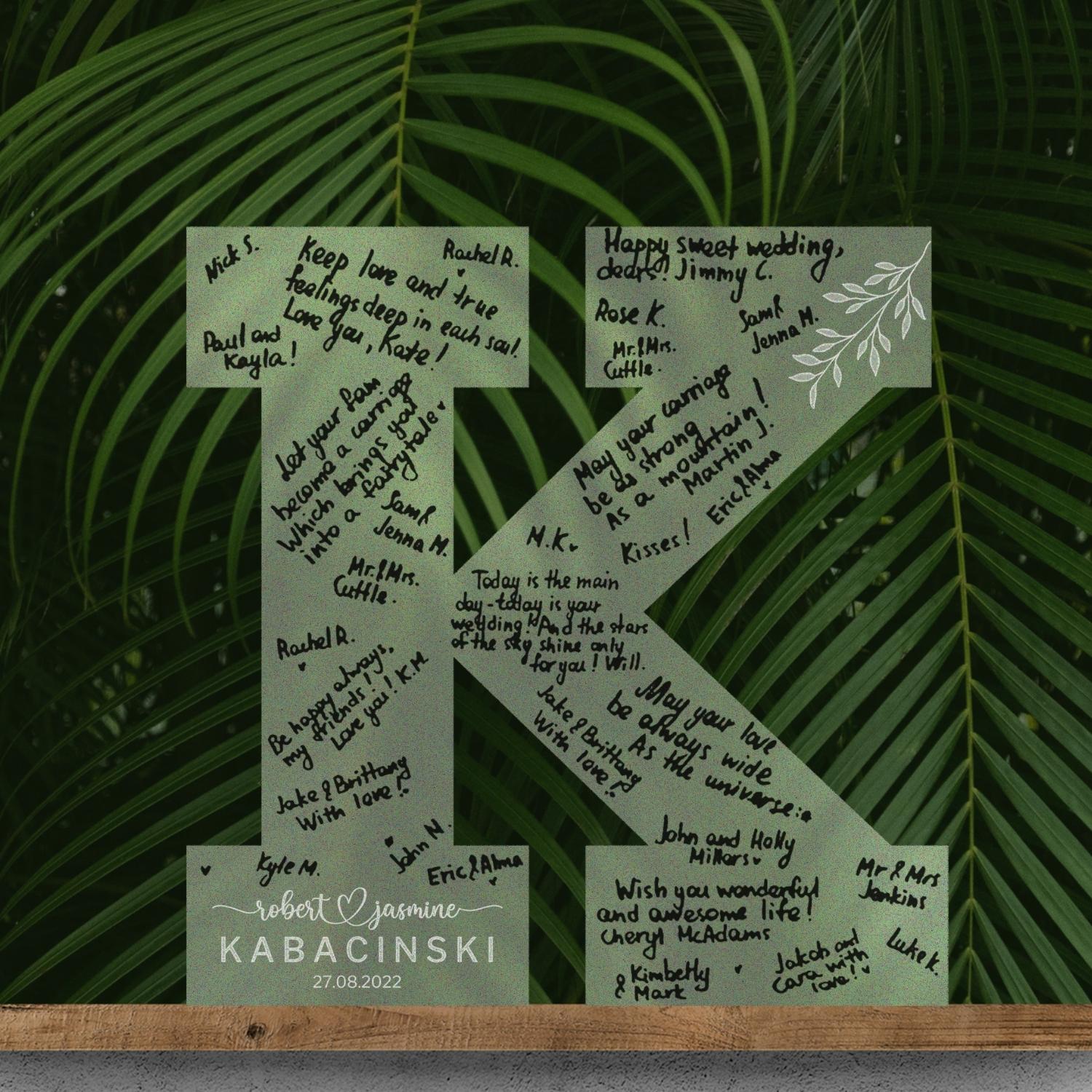 Custom Engraved Clear/ Frosted Acrylic Letter, Guest Book Alternative, Personalised Family Name Initial,  Rustic/ Vintage/ Modern/ Classic Wedding Decor, Engagement/ Birthday Signage on Easel,  Laser Cut GuestBook