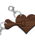 Personalised Couple 2pcs Heart Lock Wooden Keychain, Custom Valentine's Wood Key Chain, Engraved Key Ring Bag Name Tags, Drive Safe Keyrings Anniversary, Bridesmaid Gift, Wedding Favours