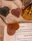 Personalised Cowhide Leather Round Heart Bookmark/ Monogram Custom Laser Engraved/ Gift for Him & Her/ Father/ Birthday/ Mum/ Book Lovers