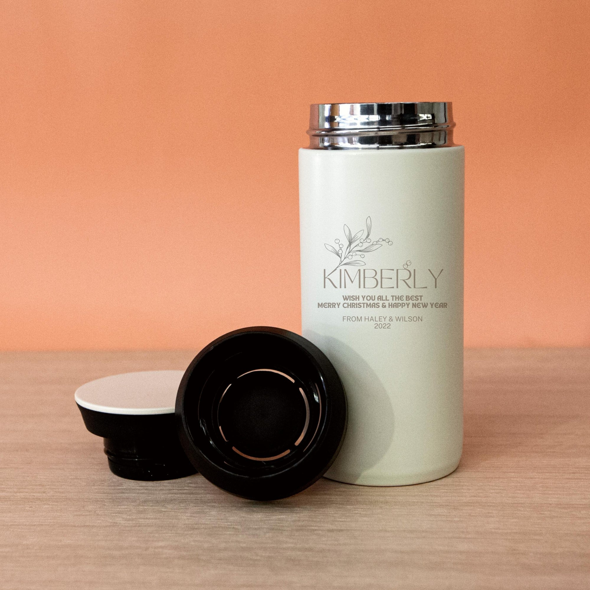 Christmas Personalised Engraved Stainless Steel Coffee Cup Tumbler 350ml, Xmas/ New Year Custom Insulated Wine Sipper Matte Finish Travel Thermal Mug, Insulation Portable Vacuum Flasks & Thermoses