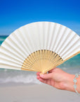 Personalised Bamboo Destination/ Garden/ Beach Wedding Fan, Engraved Wooden Foldable Paper Hand Fans, Custom Logo Corporate Gift, Party Festival Dance
