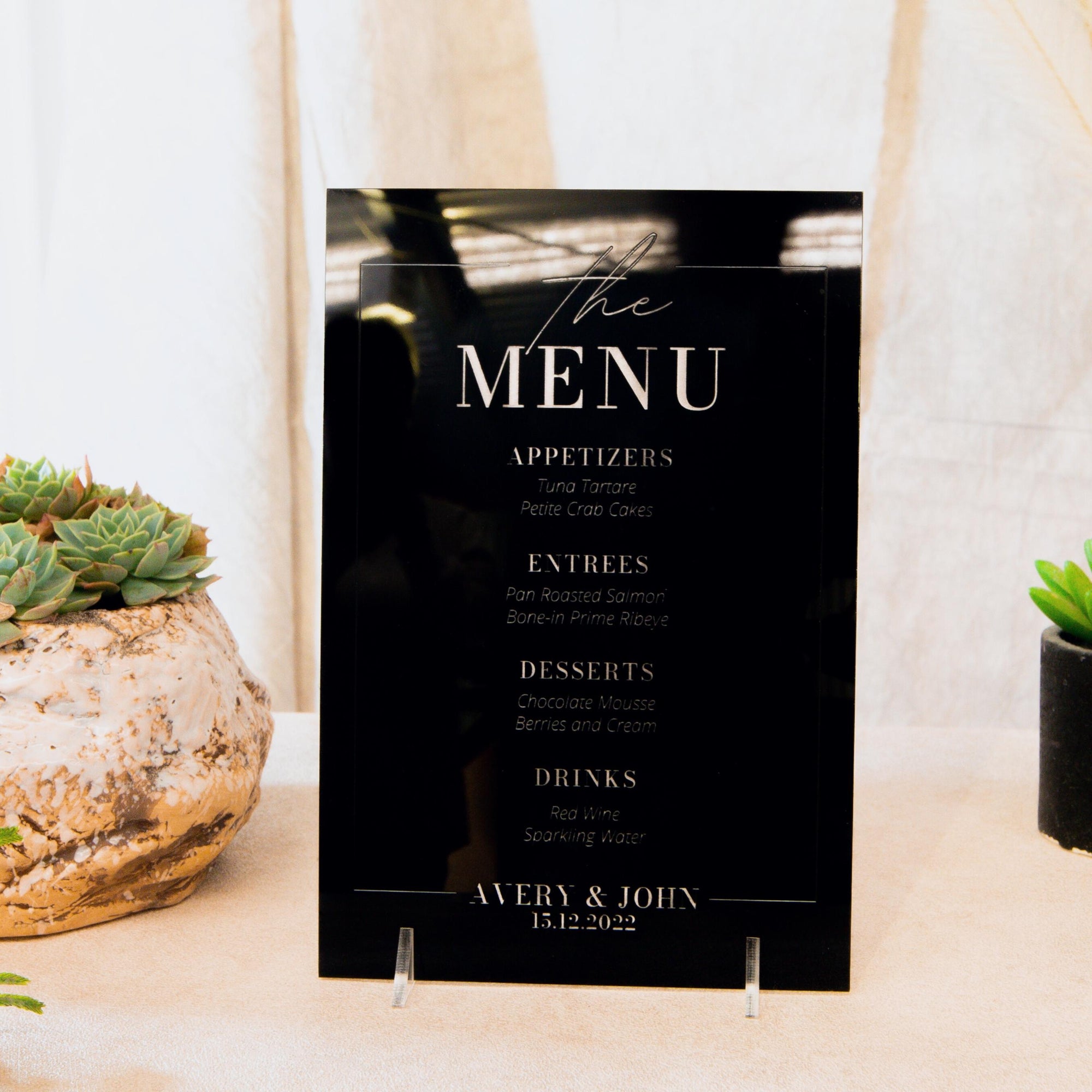 Custom Engraved Acrylic Wedding Table Bar Menu & Number Set, Personalised Banqueting Tables Plaque, Luxury Wedding Decor Ceremony/ Elegant Event / Engagement/ Bridal Shower/ Birthday Signs