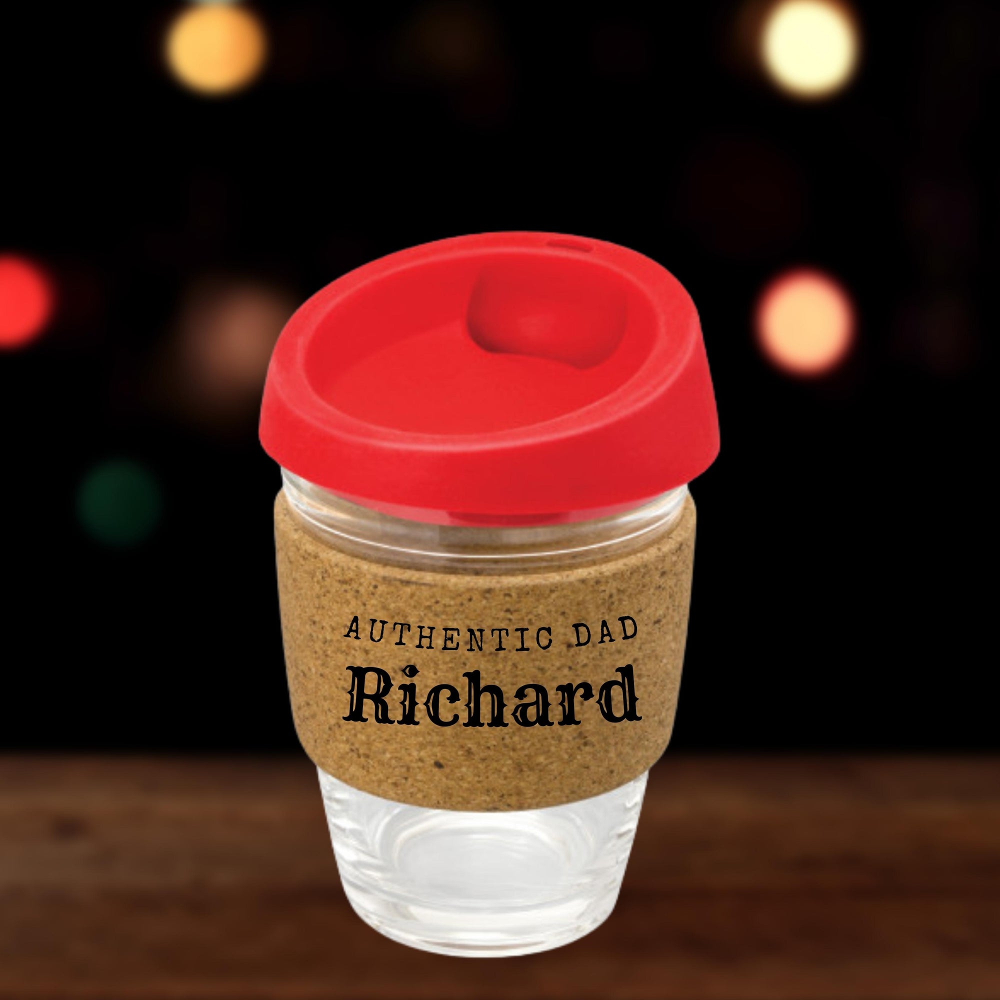 Personalised Cork Band - Reusable Glass Coffee Cup 340ml, Custom Laser Engraved Cork Band Mug/ Tumbler, Corporate, Birthday/ Teacher/ Office Gift